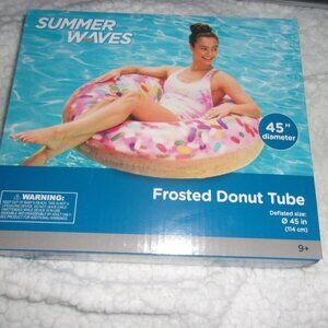 Summer Waves Inflatable Frosted Donut Tube Pool Float New In Box 45” In Diameter